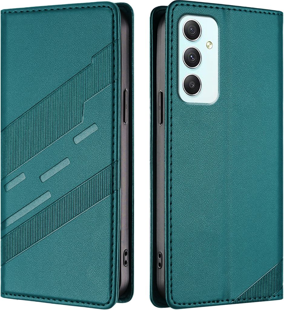 Hülle für Samsung Galaxy A35 5G, Kunstleder Brieftaschen Handyhülle mit Kartenfach und Standfunktion Grün