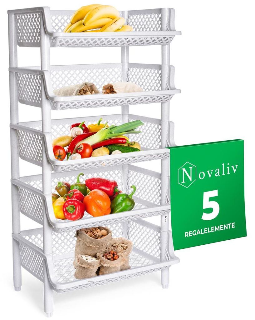 Novaliv 5-częściowa półka na kosze biała z możliwością Zdjęcie produktu 
