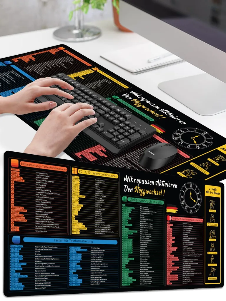 Tapis de bureau pour Excel résolvant le manque d'espace de souris