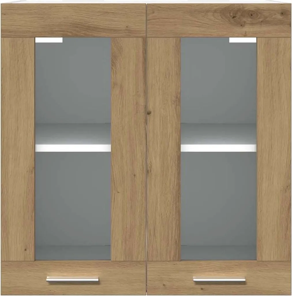Pensile da Cucina Lyon Rovere Artisan 60cm: Eleganza con Vetro - 4