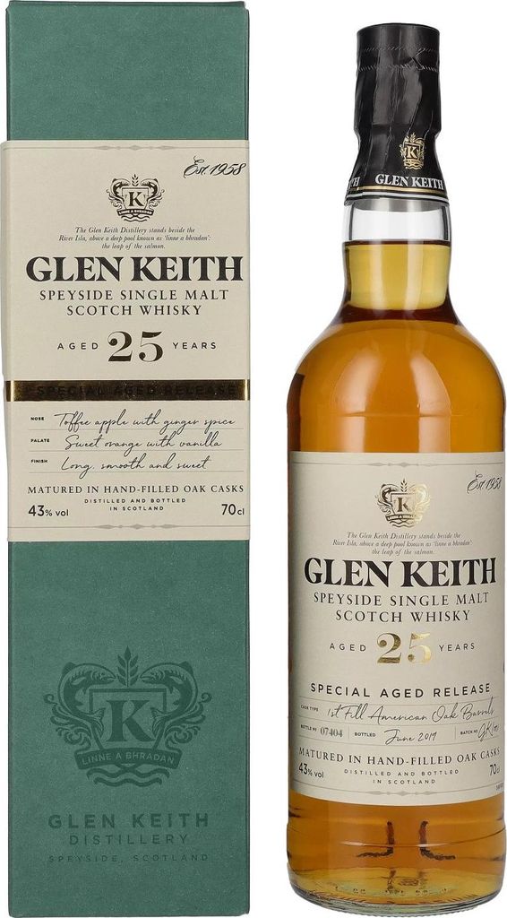 Glen Keith 25 Years Old Speyside Single Malt 43% Vol. 0,7l in Geschenkbox