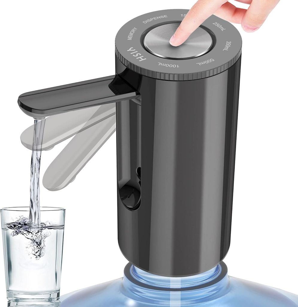YISH Wasserspender Pumpe Wasserpumpe 5Gallonen Wasserflasche: Elektrischer Wiederaufladbarer USB Wasserflasche Tragbarer Faltbar Trinkwasserpumpe für