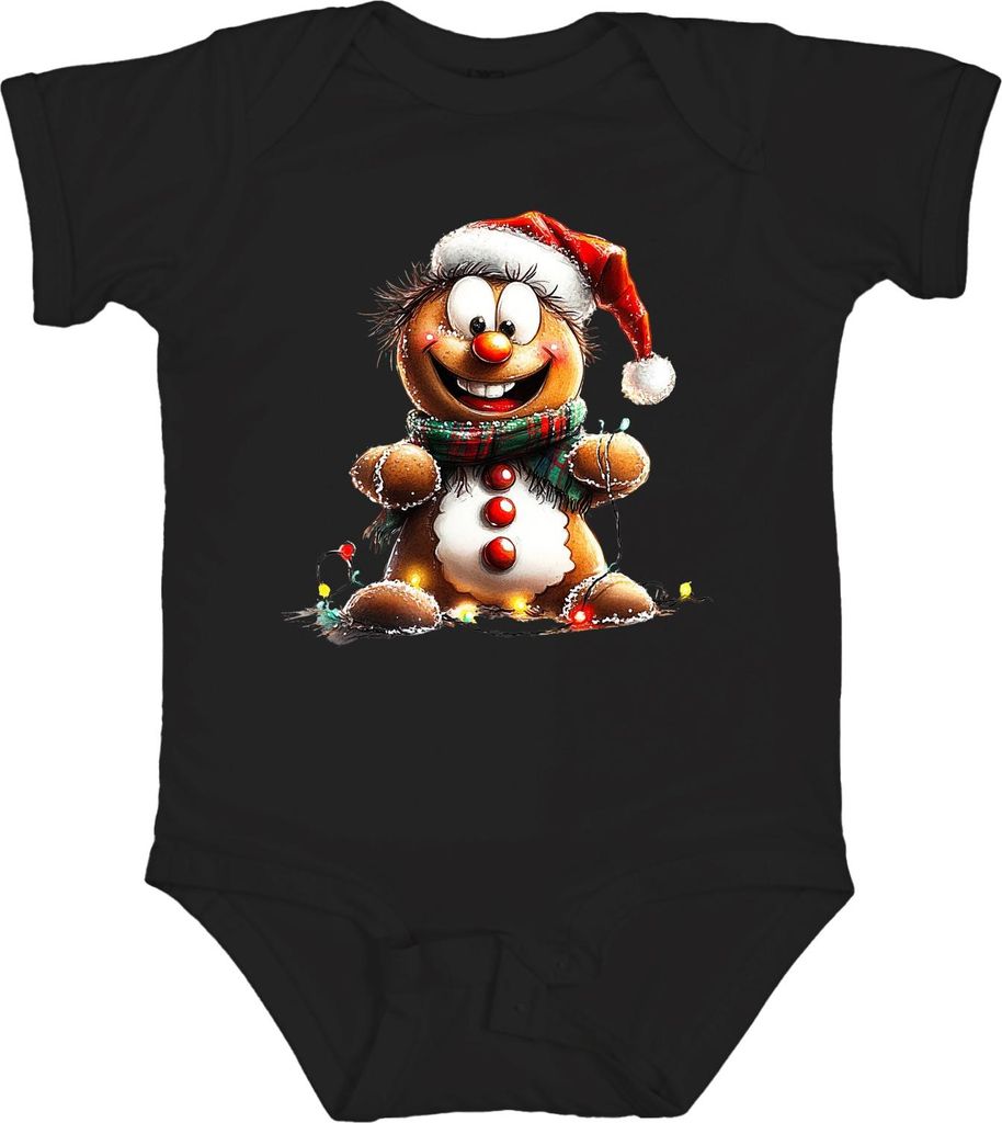 Lebkuchenmann Weihnachten lustig Geschenk fröhlich Schal Retro Unisex Baby Body, Schwarz, 0/3