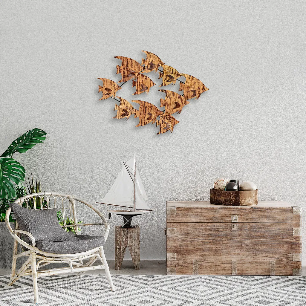 Tableau Mural en Métal Design Coloré Melek DYU1163 de 83 x 58 cm