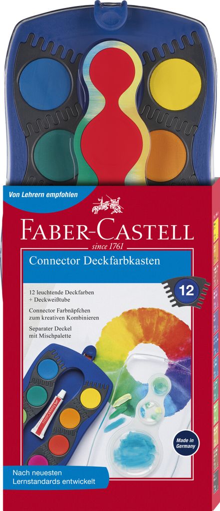 FABER-CASTELL Farbkasten Connector 12 Farben blau Immagine del prodotto 