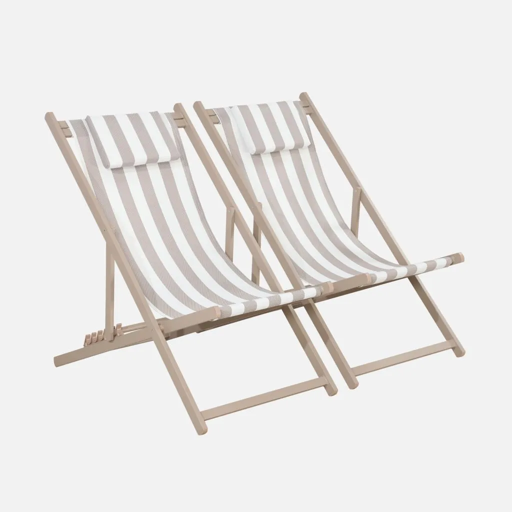 Set 2 Sdraio Mare Alluminio Righe Beige Design Multiposizione Outdoor
