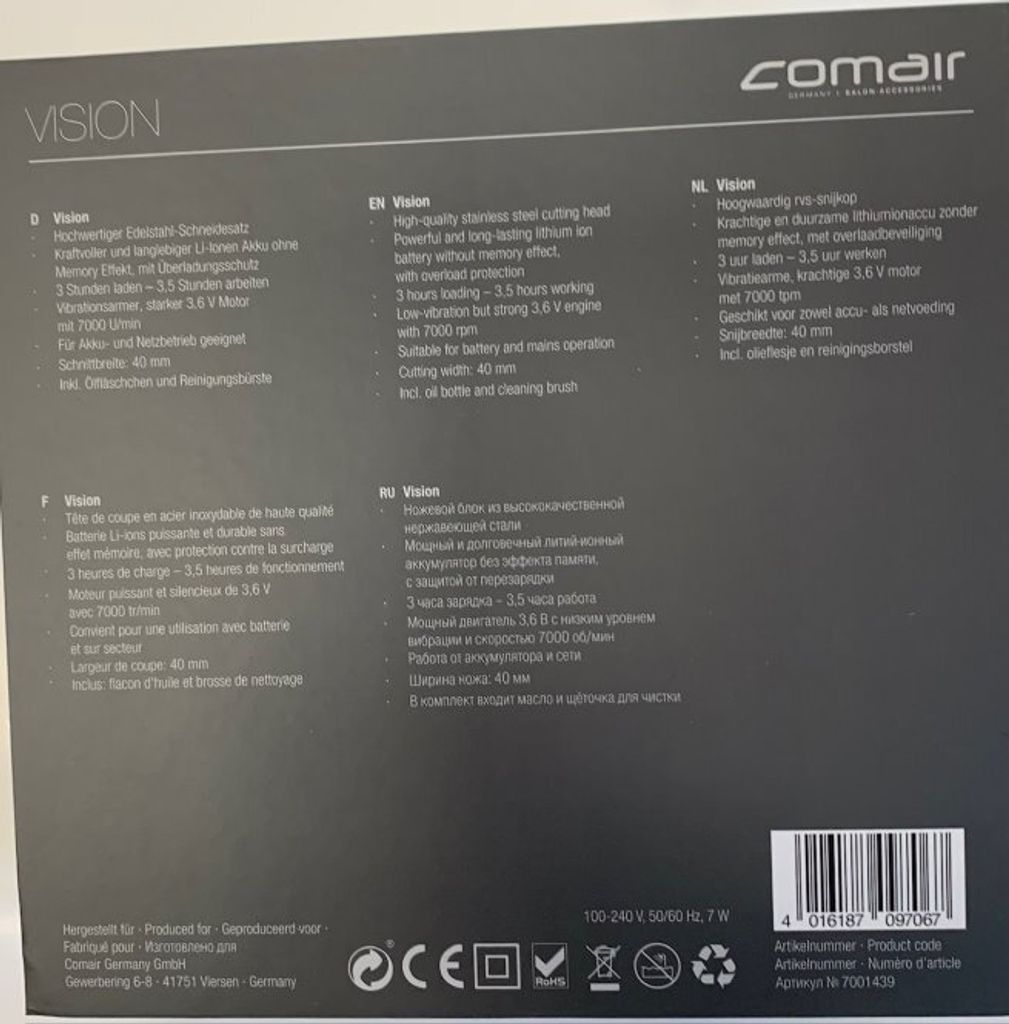 Trymer Comair HSM Vision, czarny Trymer HSM Vision Zdjęcie produktu 