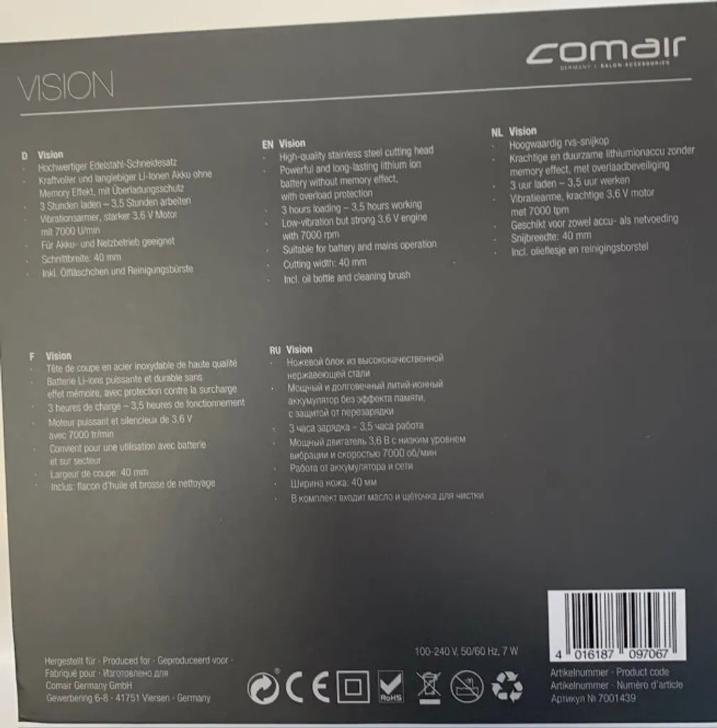 Tondeuse de finition professionnelle Comair Pro Vision pour coiffeur