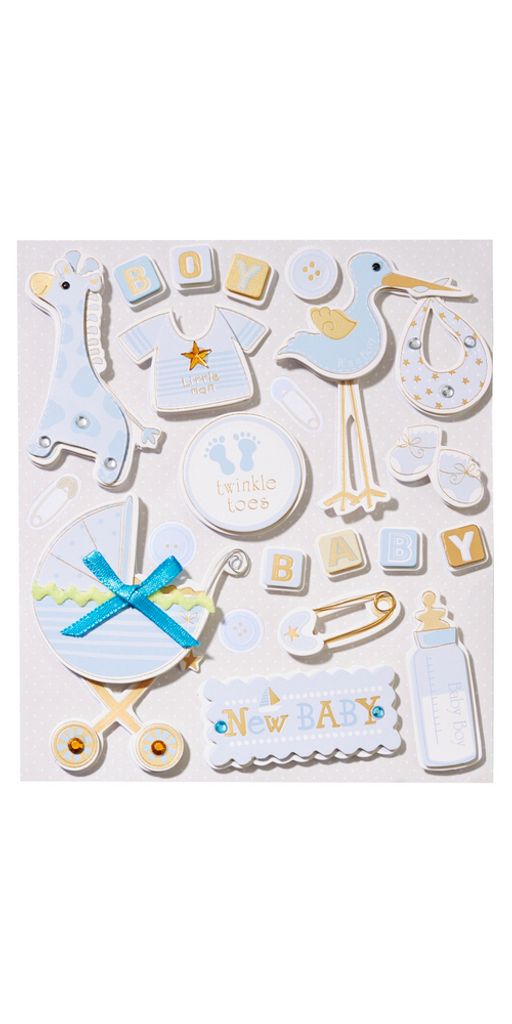 HobbyFun 3D Sticker Baby Boy II 12x10 cm Scrapbooking Basteln Deko Jungen