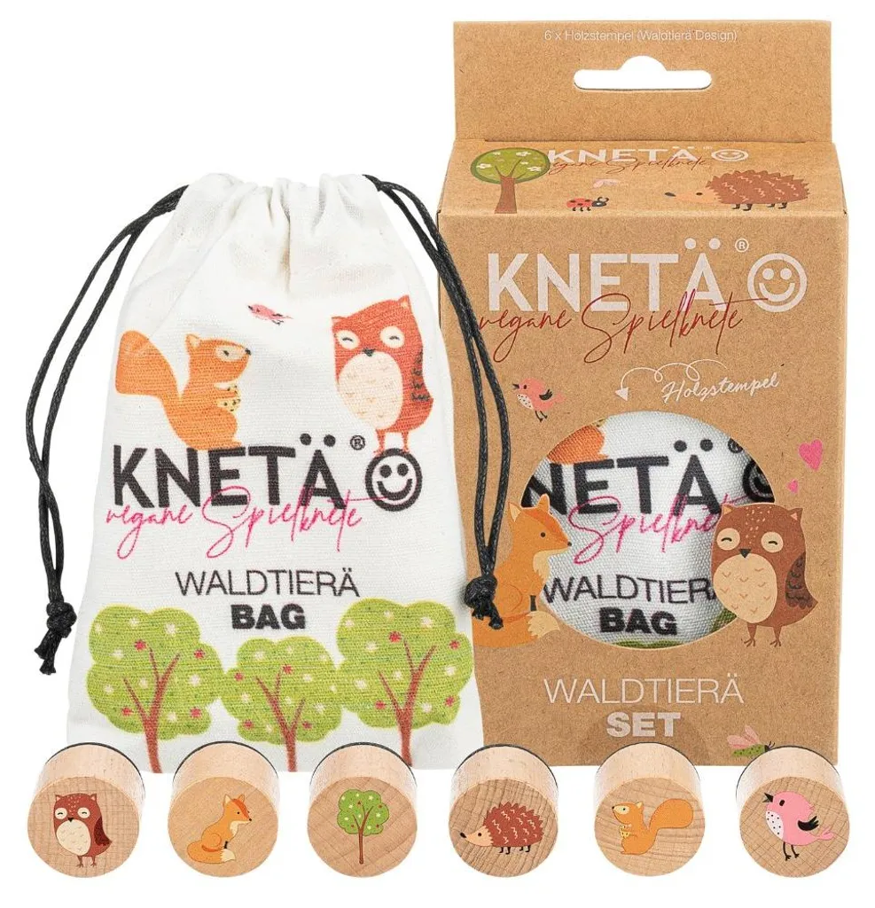 Set de tampons Kneta Animaux de la forêt - Kit créatif en bois FSC