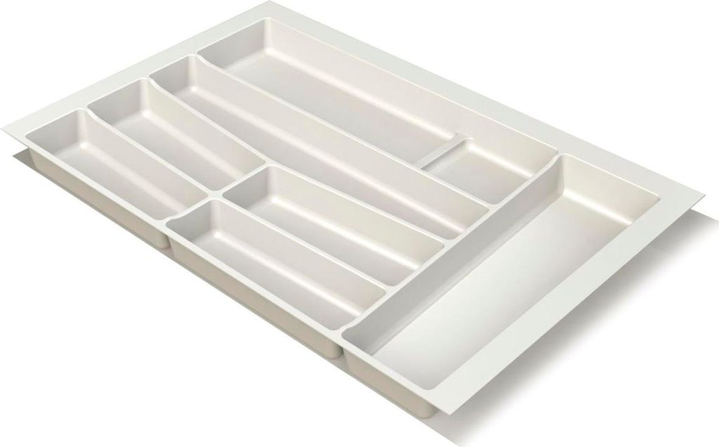 Volpato Besteckeinsatz - moderner Besteckkasten ideal als Besteck Organizer für KB 800mm, Kunststoff in Weiß