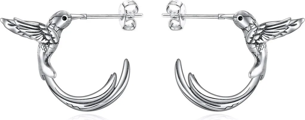 Créoles Colibri Argent 925 - Bijou Poétique et Brillant Cadeau Enfant