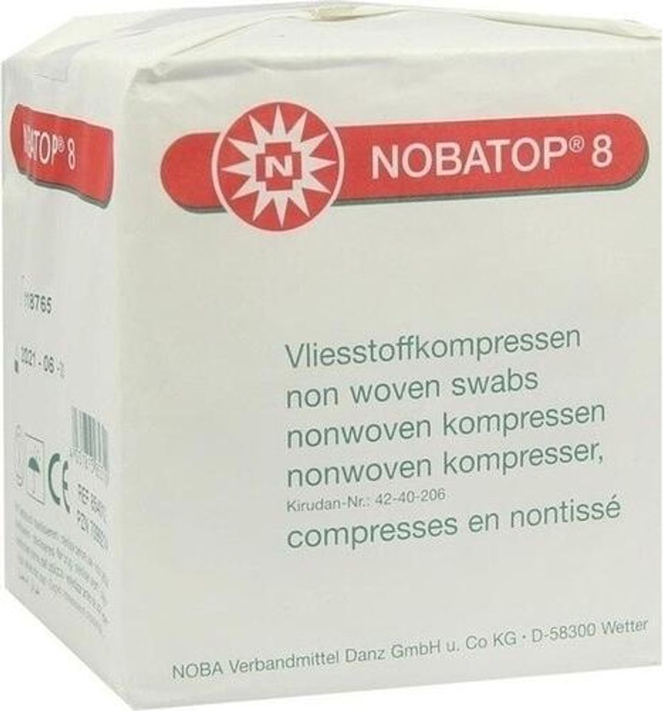 NOBATOP 8 kompressen, 10x10 cm, niet steriel Productafbeelding 