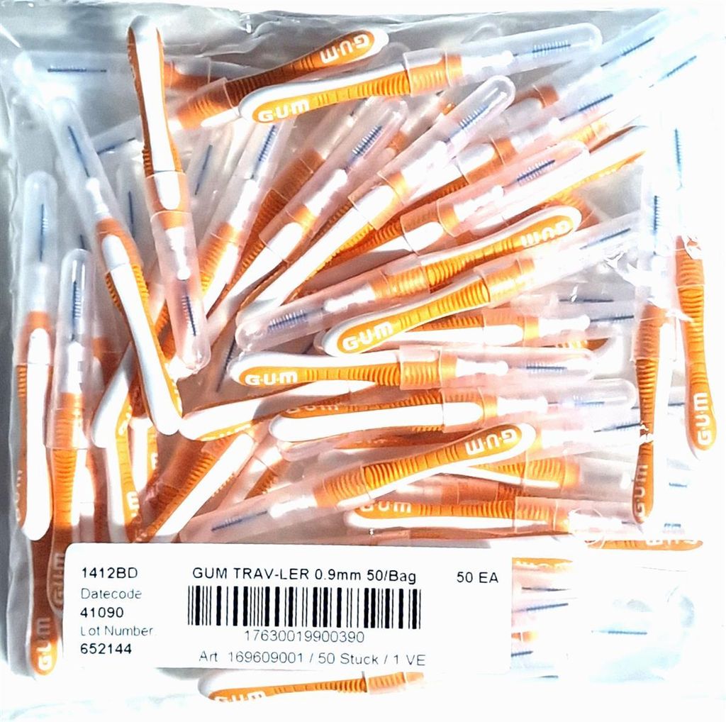 GUM TRAV-LER  Interdentalbürsten orange 0,9mm - 50 Stück im Produktbild 