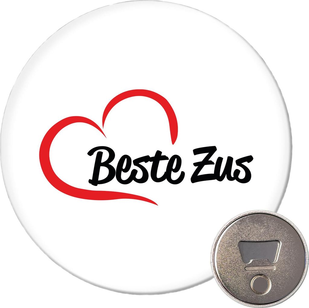 Huuraa Magnet Beste Zus Hart 59mm Kühlschrankmagnet rund Flaschenöffner Geschenkidee