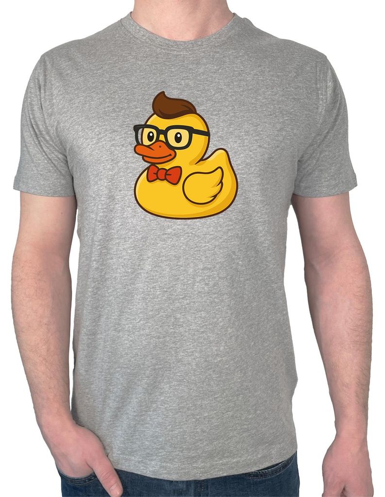 Huuraa Herren T-Shirt Quietscheente Nerd Gummiente Geek L Sport Grey Bio Baumwolle Fairtrade Herrenshirt Geschenkidee