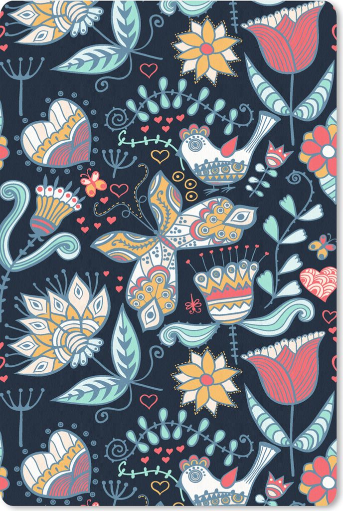 MuchoWow Mauspad Mousepad Schmetterling - Vogel - Blume - Muster 40x60 cm - Mousepads - Maus Mat - Pad - Mausunterlage - Schreibtisch Accesoire
