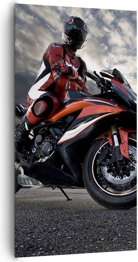 Bild auf Leinwand - Leinwandbild - Sport Rennen Motorrad Reise - 65x120cm - Wand Bild - Wanddeko - Leinwanddruck - Bilder - Kunstdruck - Wanddekora...