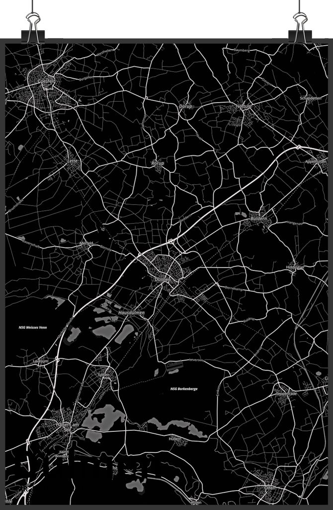 Mr. & Mrs. Panda Bild Dülmen DIN A2 - Geschenk, Stadt, drucke, Plakat, Wandbild, Dorf Karte Landkarte Map Stadtplan, Wanddekoration, Posterdruck