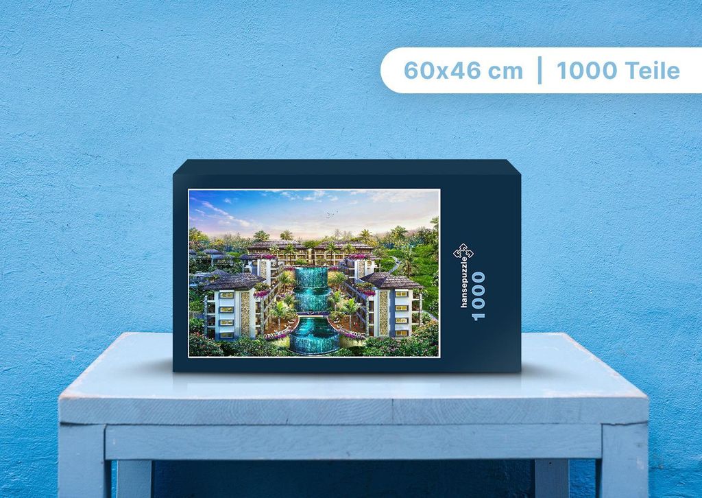 hansepuzzle 103629 - Hotel Puzzle, 1000 Teile, Gebäude, 60,0 x 46,0cm mit hochwertiger Aufbewahrung, Kartonbox und wiederverschließbarem Beutel