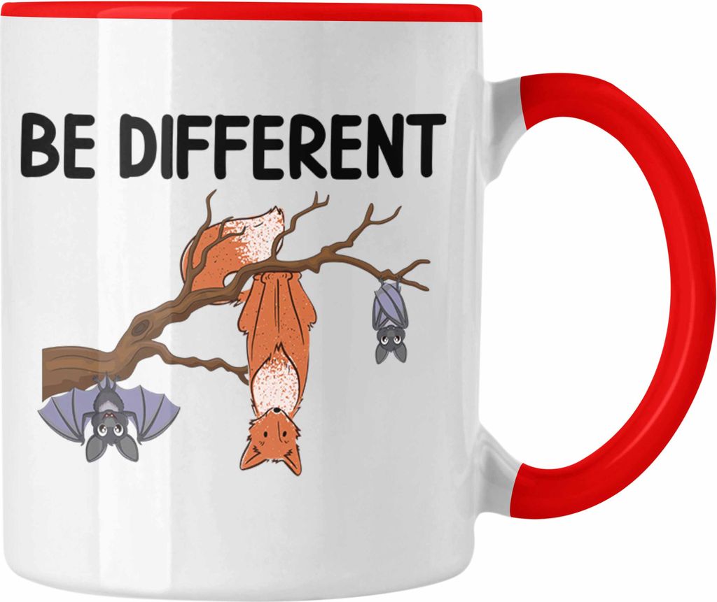 Trendation - Fuchs Fledermaus Tasse Geschenk Be Different Geschenkidee für Frauen (Rot)
