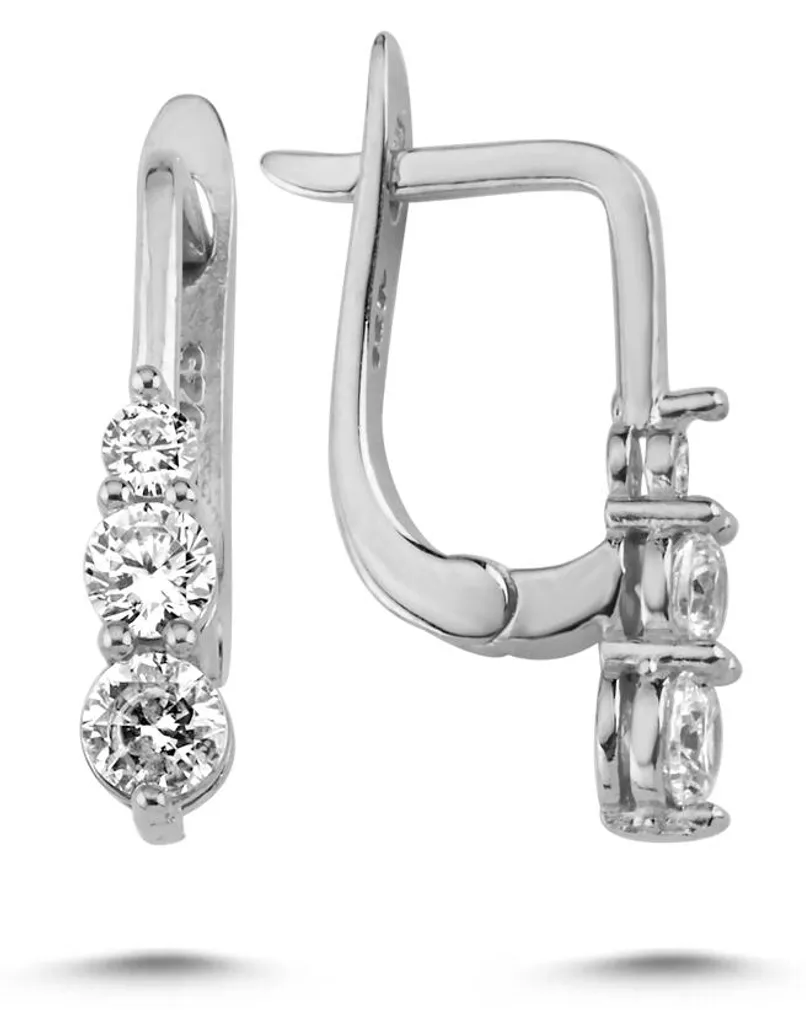 Boucles d'oreilles anti-allergie en argent rhodié 925 et zircone brillant