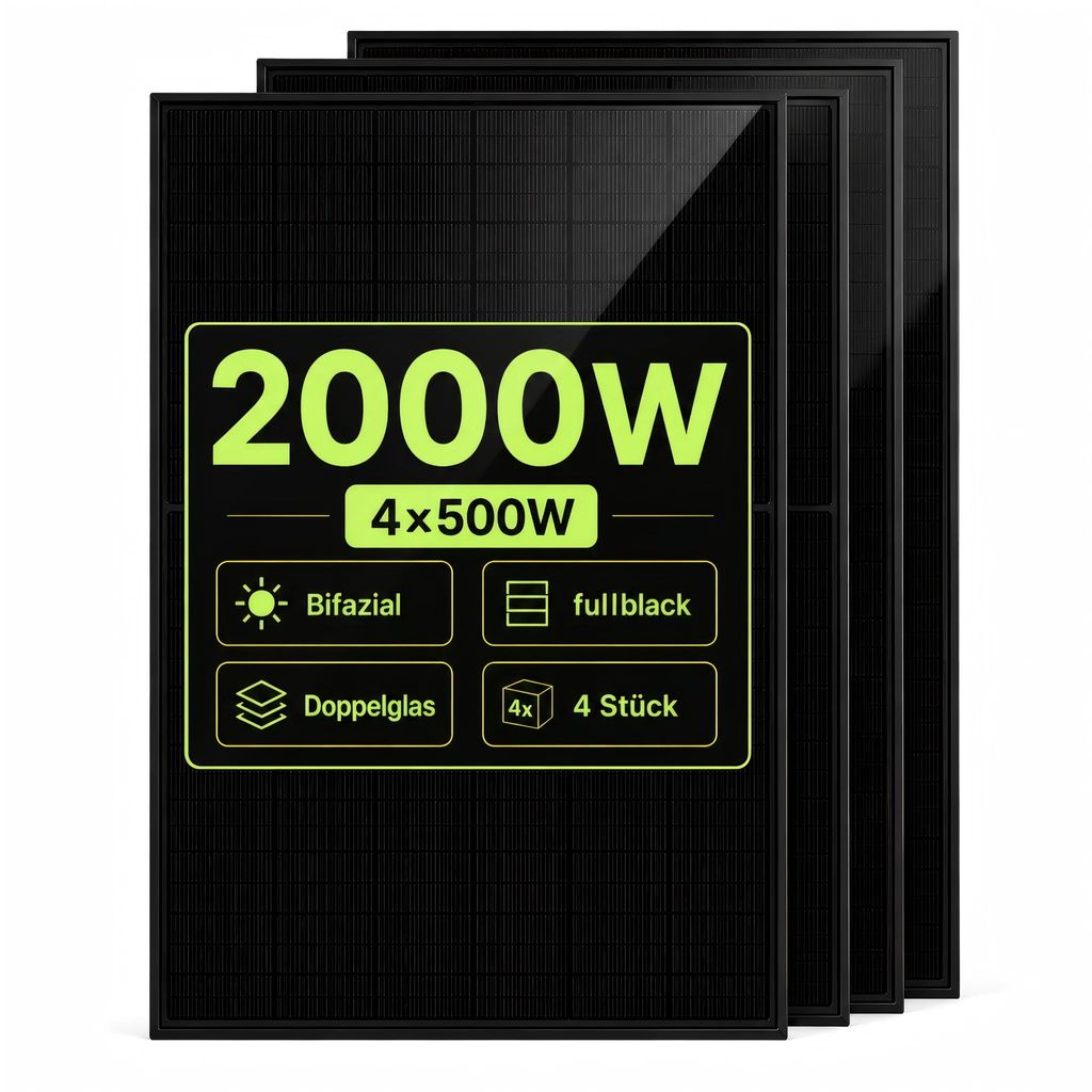 GreenSun Solar Solarmodul 4x 500W Bifazial Glas-Glas N-Type Produktbild 