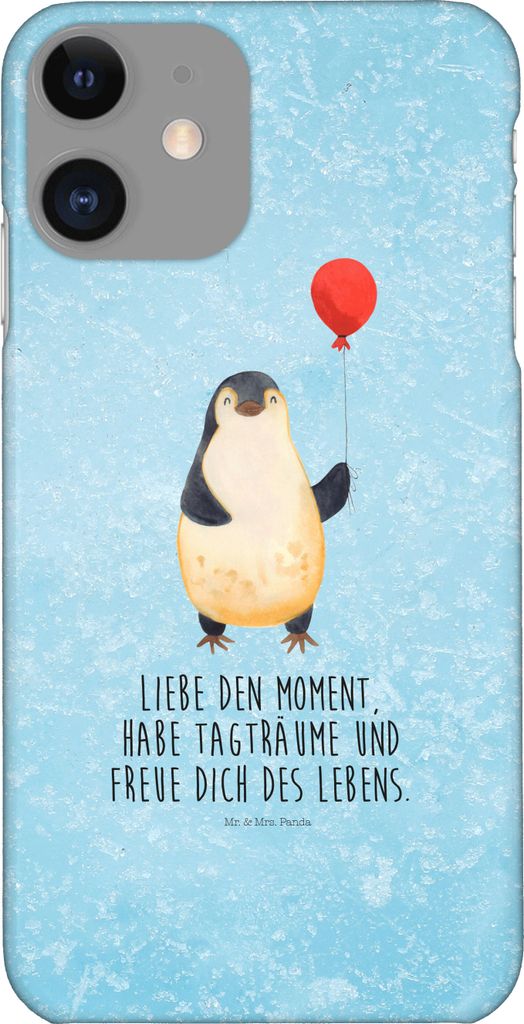 Mr. & Mrs. Panda Iphone 11 Handyhülle Pinguin Luftballon - Eisblau - Geschenk, Handy Schutzhülle, Glück, XR, Cover, Hülle, Liebe, Tagträume