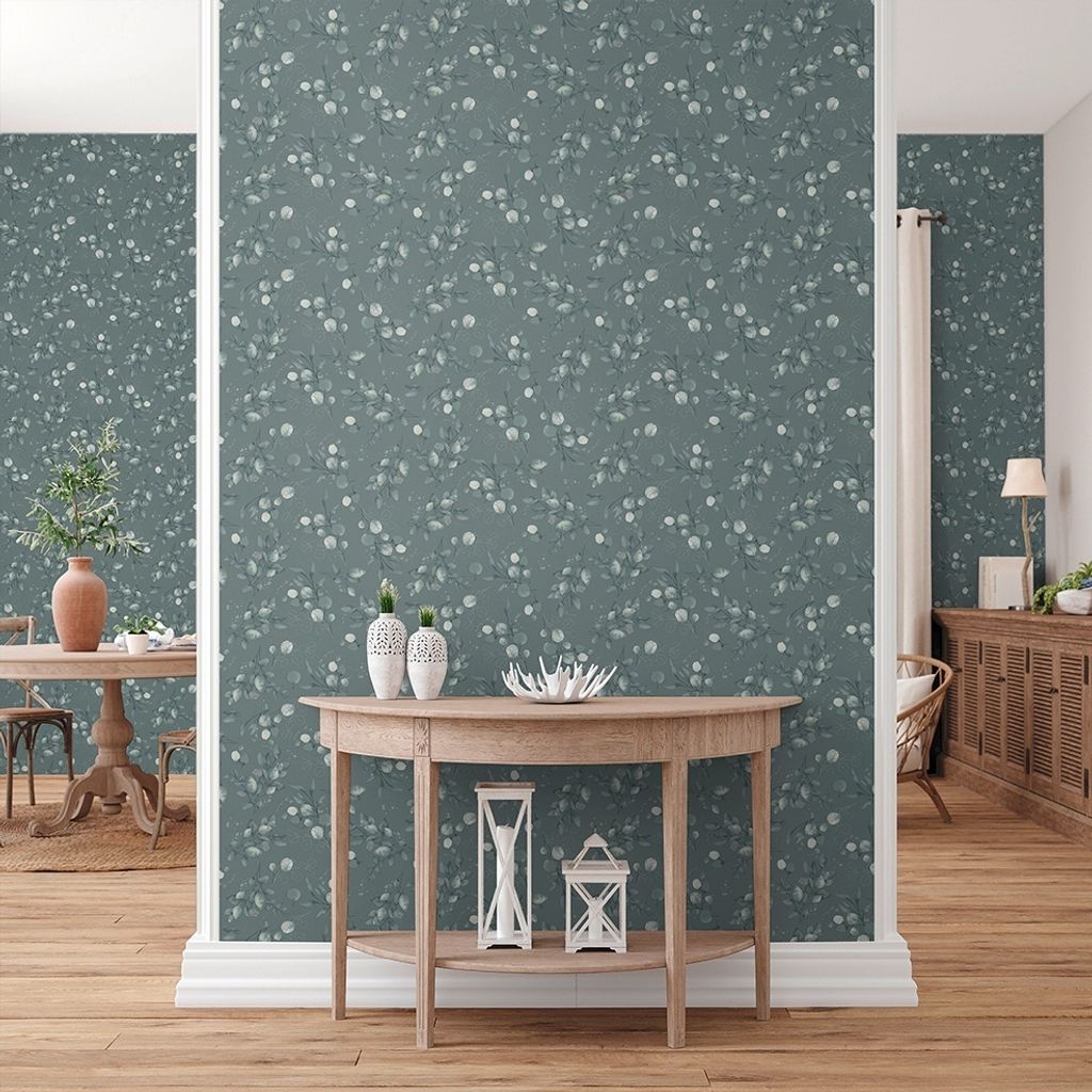 Tapete Valentin Blumen M1-No.11241 Vlies Grün Silber Tadessi 10.05 m x 0.53 m