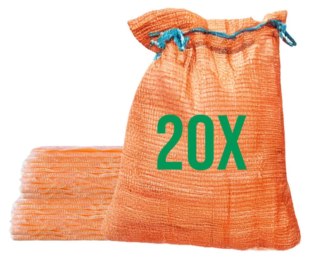 Bazko 20x Raschelsäcke 42x60 cm 15 kg | orange | Netzsäcke Produktbild 