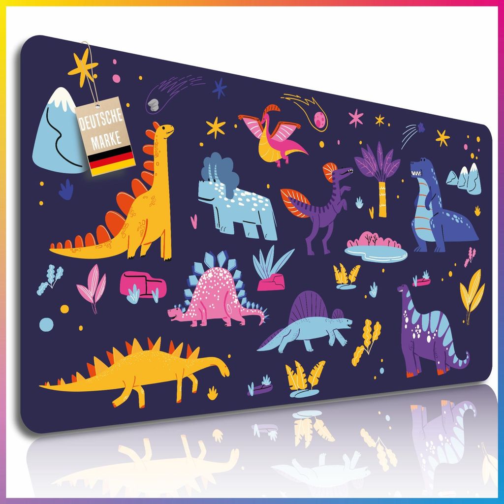 Schreibtischunterlage: Cartoon Dinosaurier; Größe: 80 x 40 cm
