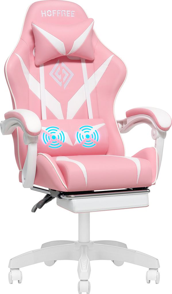 LuxusKollektion Gaming-Stuhl Gamingstuhl Mit Massage, Fußstütze, Verstellbarer Rückenlehne, Leinen