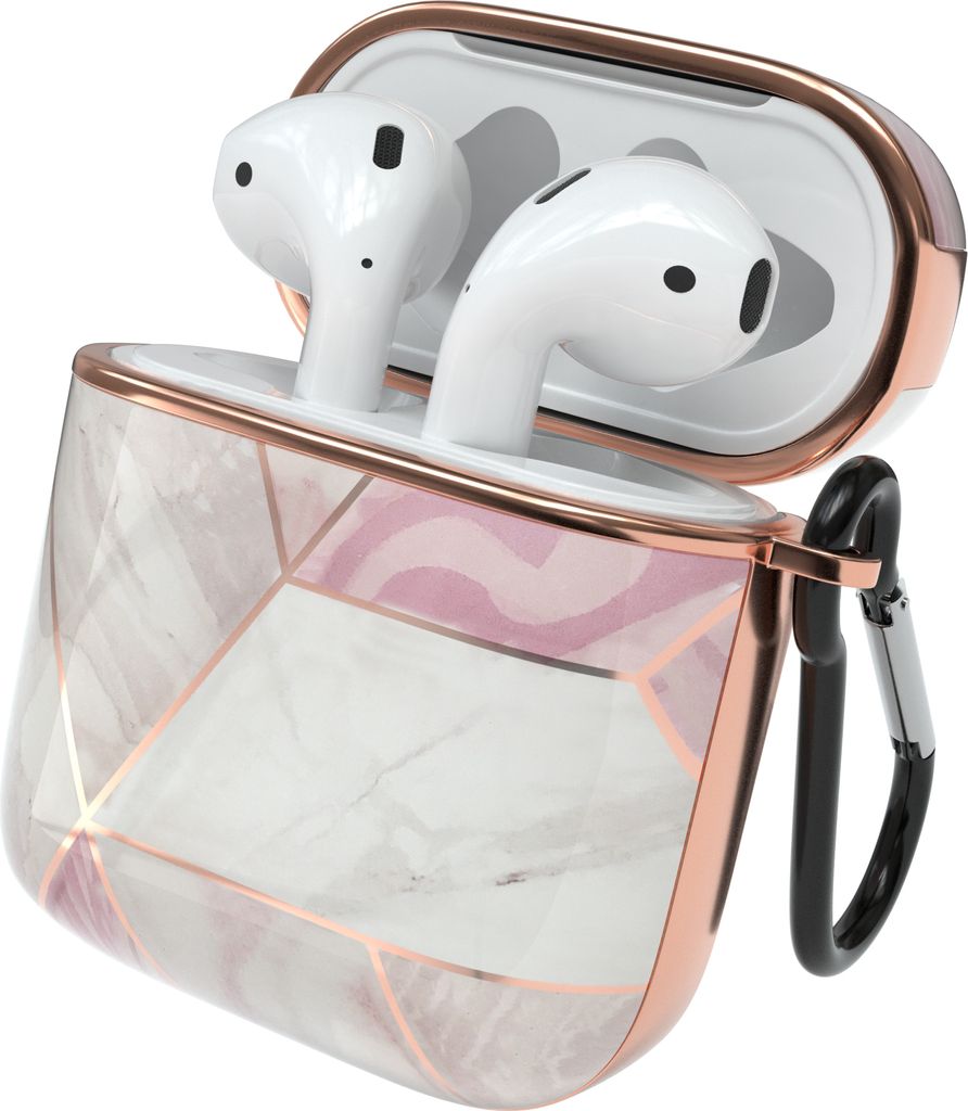 EAZY CASE - Schutzhülle für AirPods 1 & 2 Hülle Pink Hard Case Stoßfest mit Karabiner geeignet als Schlüsselanhänger Antikratz Etui rutschfes...