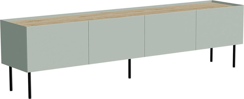 Dmora TV-Schrank Scopa 200x40x52h cm Grün, mit Regal und 4 Fächern