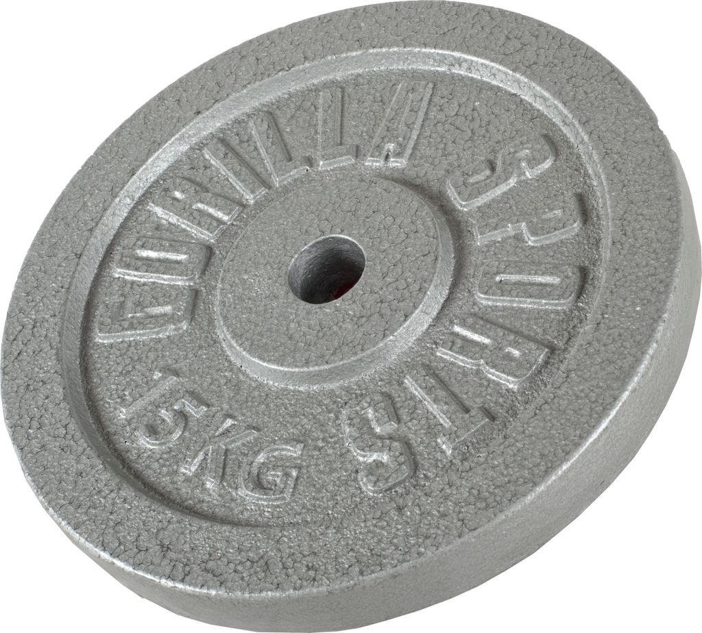 GORILLA SPORTS Hantelscheiben - 15 kg Gewichte, 30/31 mm, Gusseisen, Silber - Gewichtsscheiben, Bumper Plates