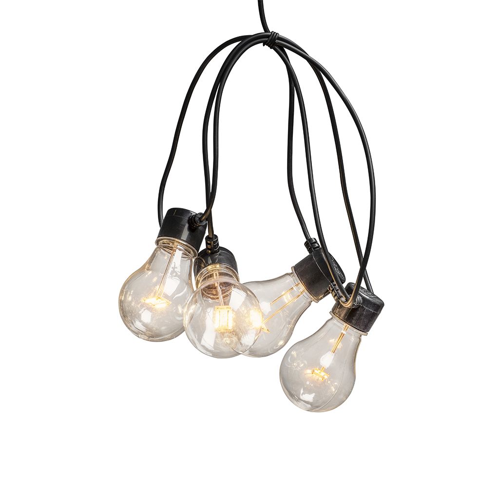Konstsmide - LED Biergartenketten System Basis-Set (Lichterkette und Transformator), erweiterbar bis max. 4 Ketten, 10 klare Birnen / 80 bernsteinf...