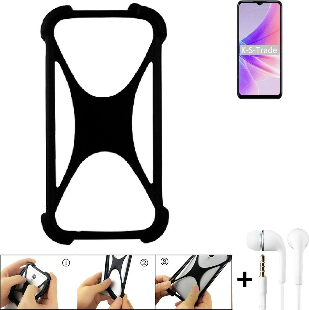 K-S-Trade Handy-Hülle + headphones kompatibel mit Oppo K10 5G India Schutz-Hülle Bumper Silikon Cover Case Silikoncase Silikonbumper TPU Softcase