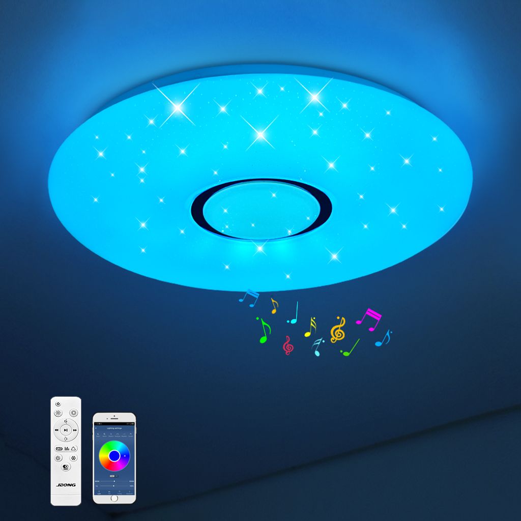 36W Led Deckenleuchte mit Fernbedienung APP Bluetooth Lautsprecher RGB Sternen 