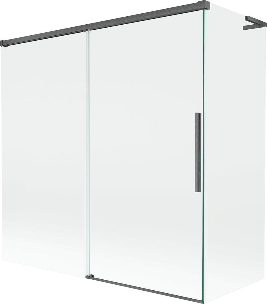 Mexen Rox L Duschwand, 2-flügelig, verschiebbar 160 + 80 x 150 cm, transparent, gebürstet in Gun Grey - 8C9L-160-080-66-00