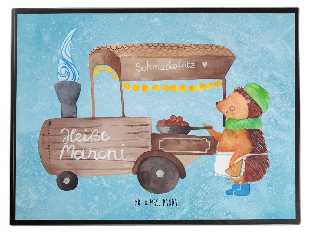 Mr. & Mrs. Panda schreibtischunterlage Igel Maronen - Eisblau - Geschenk, schreibtischauflagen, schreibtischunterlagen, Kastanien, tischschutzmatte...