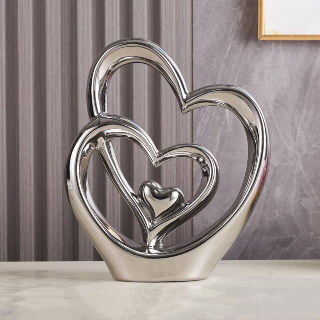 Ceramiczna dekoracja "Podwójne Serce" do wystroju wnętrz Zdjęcie produktu 