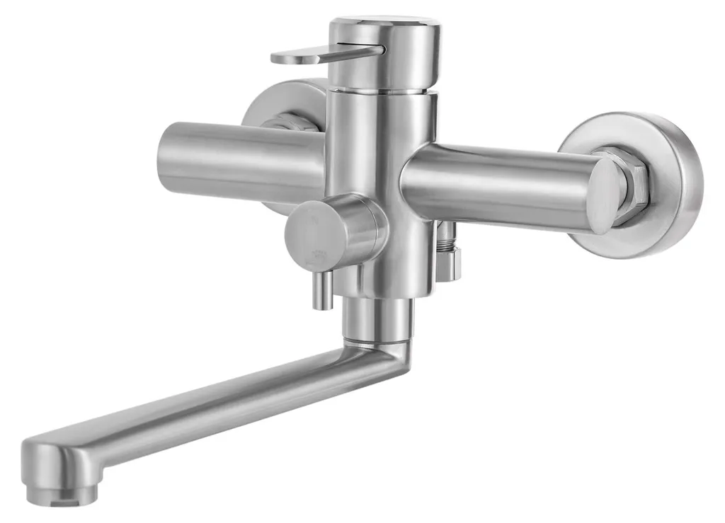 Robinet cuisine mural inox G1/2 argent contre fuites et corrosion