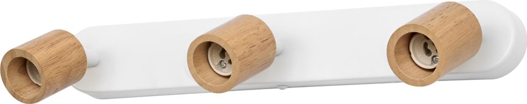 OSRAM LED Spot Brick Deckenleuchte 3xGU10 Weißes Holz Design, Dreifach Spotleiste 230V mit schwenkbaren Spots