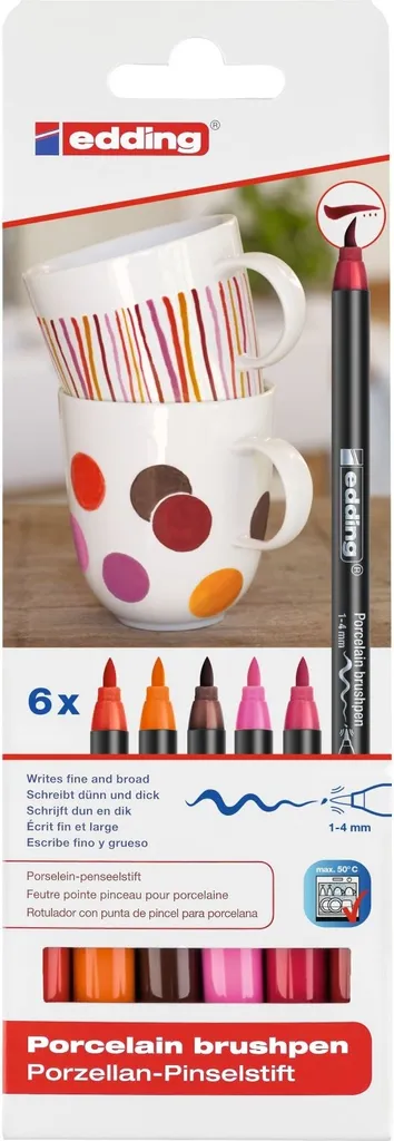 Décorer vaisselle avec edding 4200 stylo porcelaine pointe pinceau x6