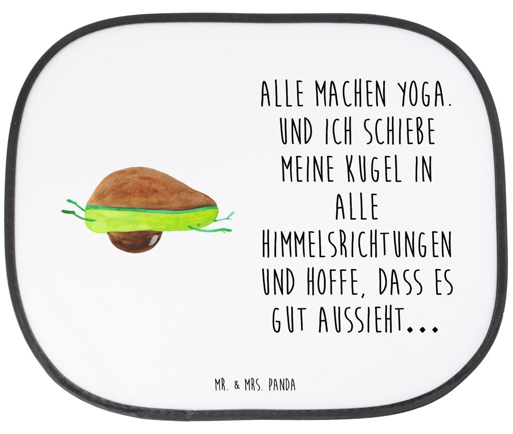 Mr. & Mrs. Panda Sonnenschutz Auto Avocado Yoga - Weiß - Geschenk, Unsportlich, Hilfe, Autoscheiben, Sonnenblende, Bauch, Humor, pkw, Haha, Hitzes...