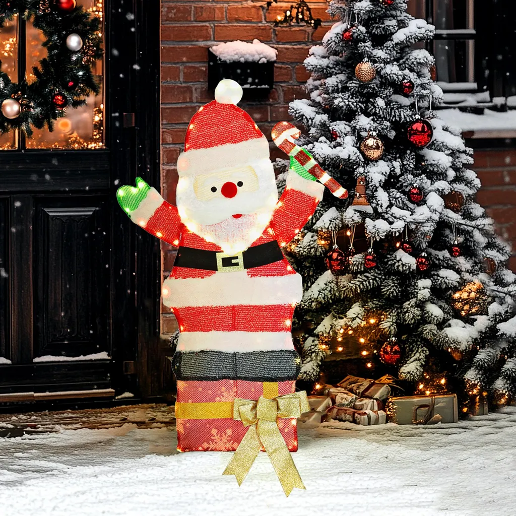 Père Noël LED blanc chaud de 90cm étanche pour déco de Noël