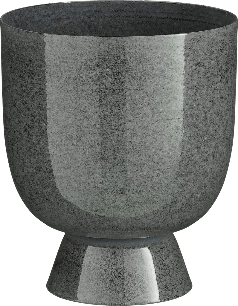 Pot de fleurs Gris James en Métal 19x22 cm avec Support Stable Intérieur