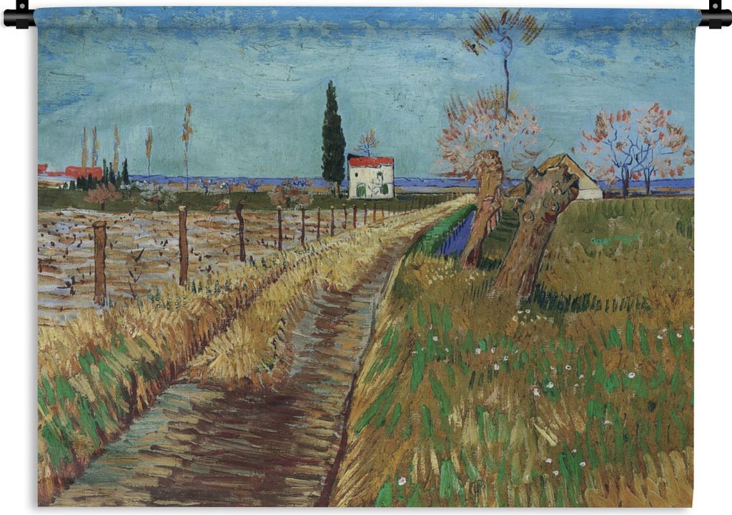 MuchoWow Wandteppich Wandbehang Weg durch ein Weidenfeld - Vincent van Gogh 90x67.5 cm Tapisserie Dekoration Wandtuch - Fototeppich - Wand-Skulpt...