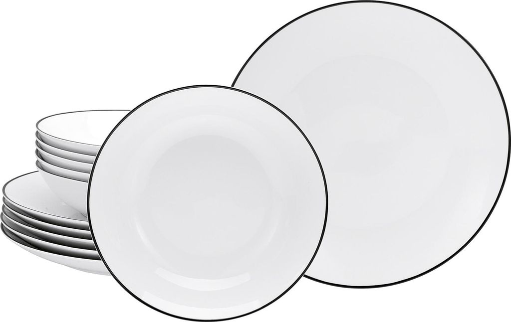 CREATABLE Tafelservice 6 Black line 12teilig Produktbild 