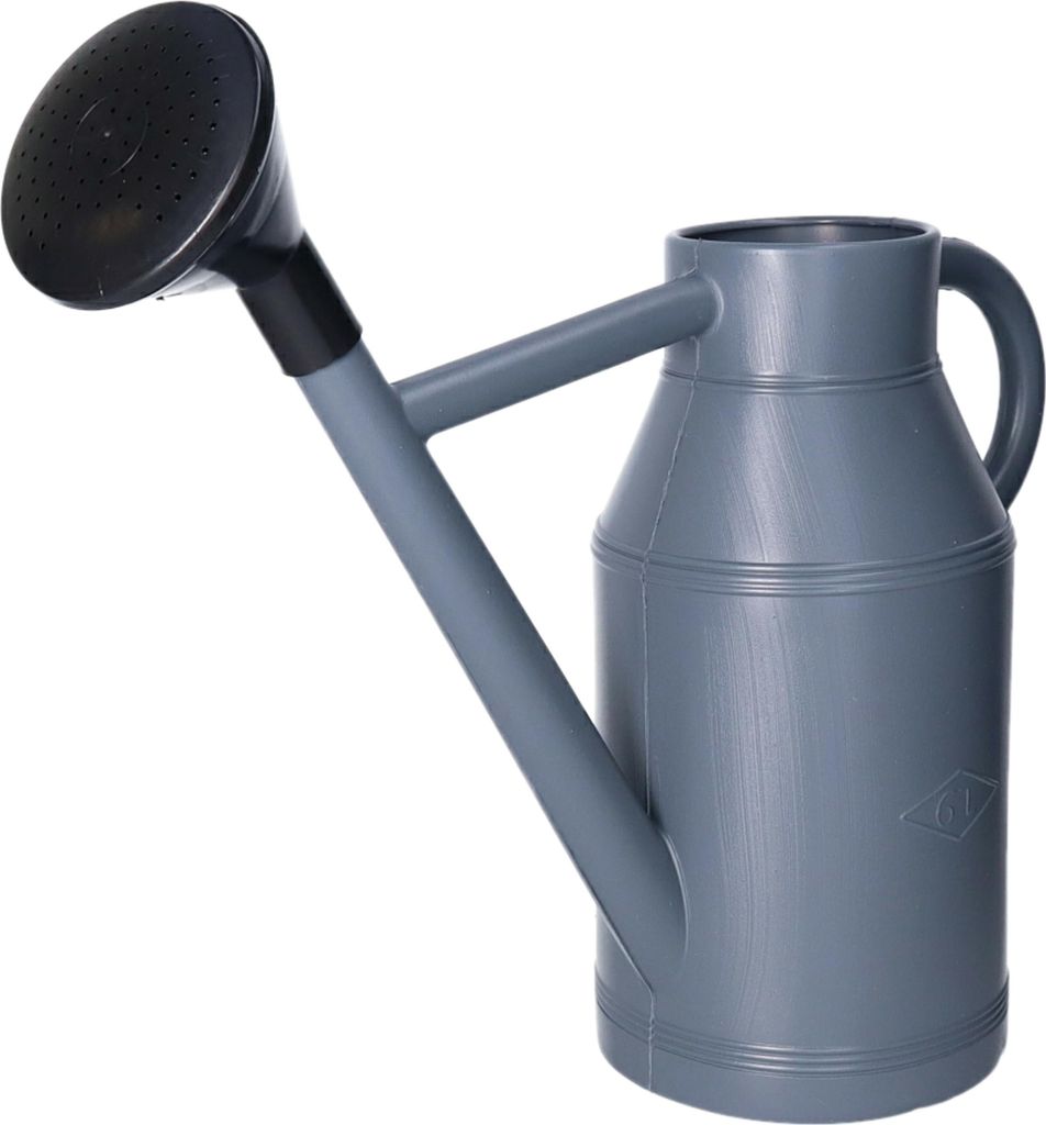 EDA Gieskanne - grau - Kunststoff - schwarzer Besenkopf - 6 Liter